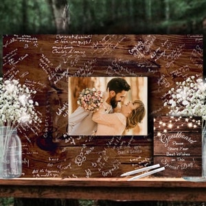 Wedding Guest Book Sign Alternative Wedding Wood Photo Guest Board Guest Book Signing Board Wood Photo Barn Wedding Photo Gift Guestboard image 6