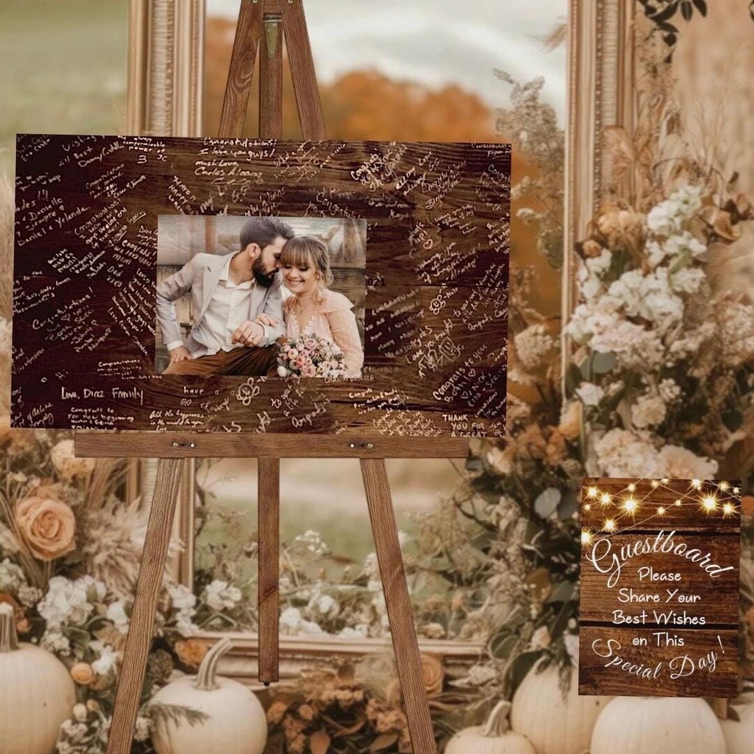 WOOD Guest Board Wedding Decor Wood Photo Guest Book Sign Alternative ...