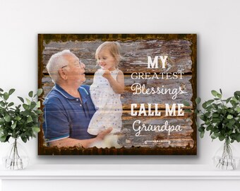 WOOD Photo Custom Saying Dad Birthday GrandpaBirthday Fathers Day Gift for Dad Grandpa Papa Daddy Photo Gift Wood Sign Greatest Blessings