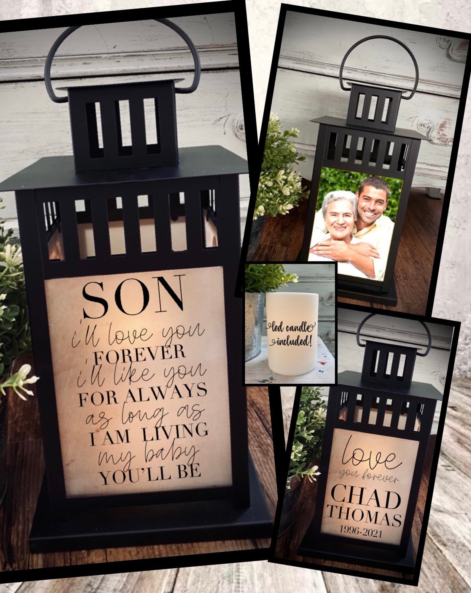 A Memorial Gift for Loss of Son Custom Lantern Photo Gift Etsy