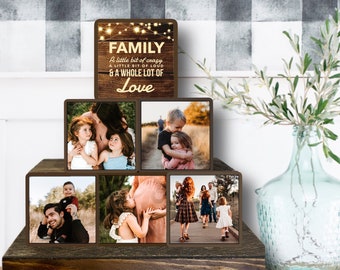 Stacking Photo Blocks Set Personalized  Photo Gift Custom Saying Photo for Anniversary Wedding Wood Gift Wooden Photo Fifth Anniversary