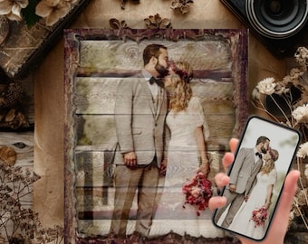 Custom Photo On Wood; Wedding Photo Fifth Anniversary Gift for Husband Wife Spouse