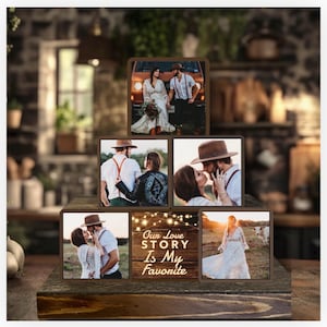Custom Wood Photo Blocks Collage: Family & Wedding Display