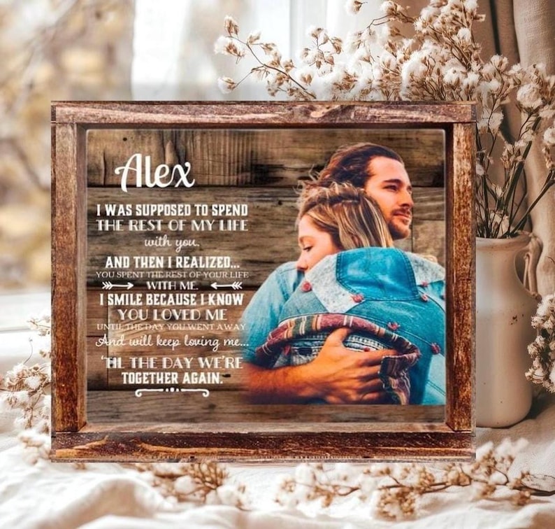 Personalized Memorial Photo Frame: Loss of Husband/Wife Sympathy Gift image 1