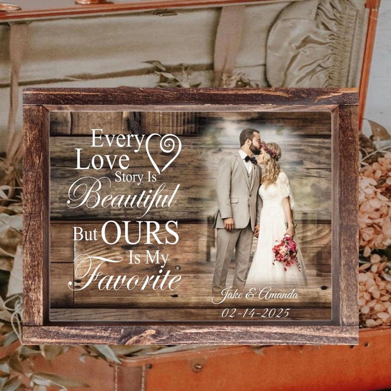 Sign Photo Frame Design Custom Wood Photo Sign: Personalized Wedding Keepsake - Rustic Decor - Etsy