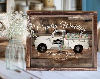 Rustic Wedding Decor Personalized Sign Rustic Truck Country Wedding  Sign with Couple names , Wedding Gift for Couple, Custom Wedding Gift