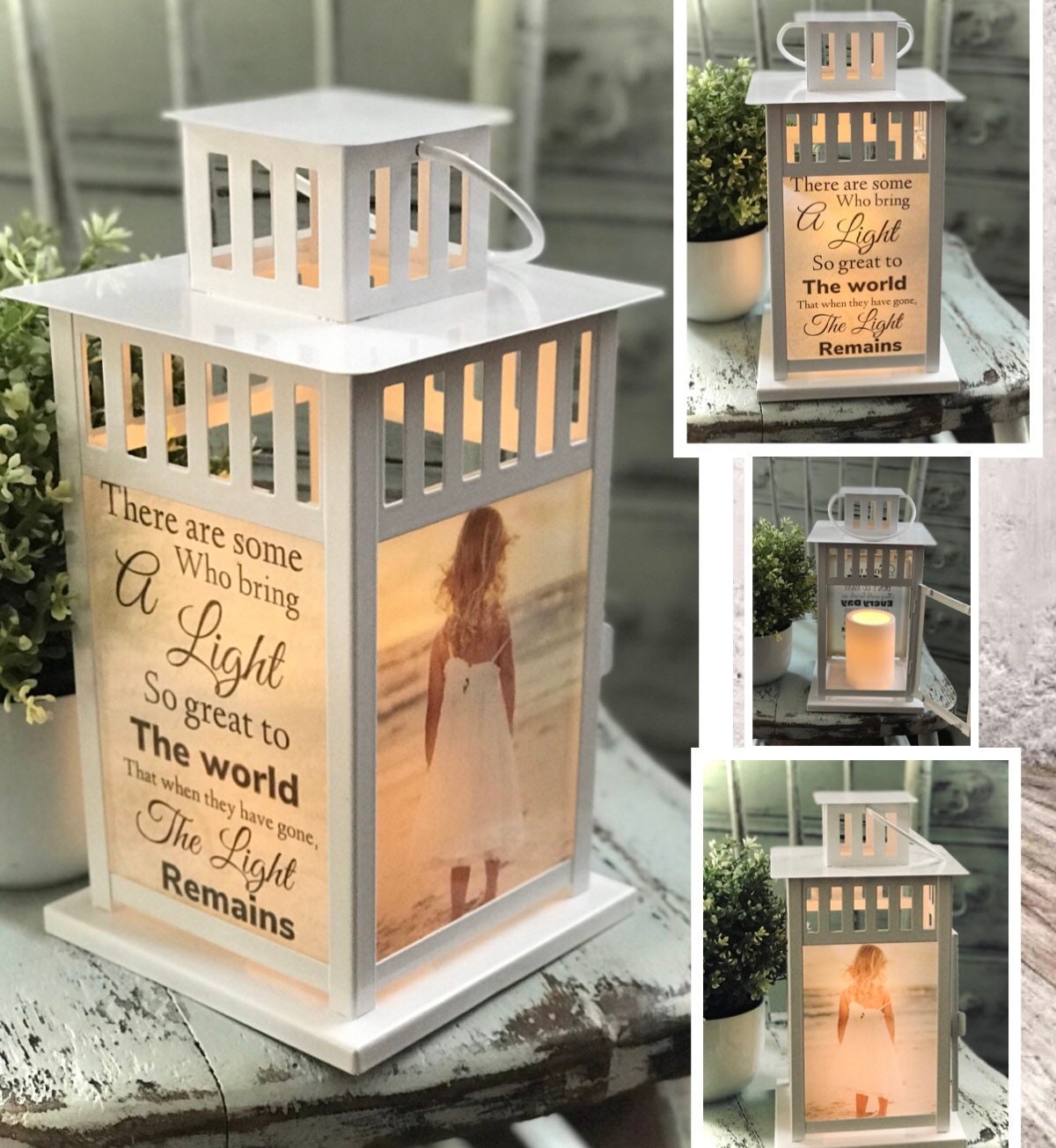 Memorial Gift Memorial Candle Lantern Photo Gift Memorial Etsy