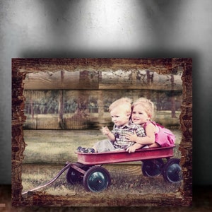 Rustic Wood Photo on Wood Pallet Photo Transfer to Wood Gift Wood Photo Wood Sign Wood Art Fifth Anniversary Picture Wedding Photo Gift image 3