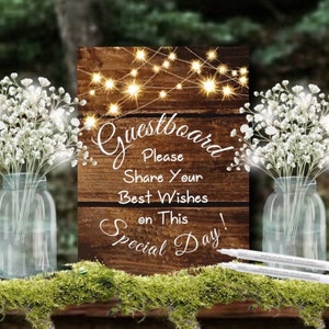 Wedding Guest Book Sign Alternative Wedding Wood Photo Guest Board Guest Book Signing Board Wood Photo Barn Wedding Photo Gift Guestboard image 4