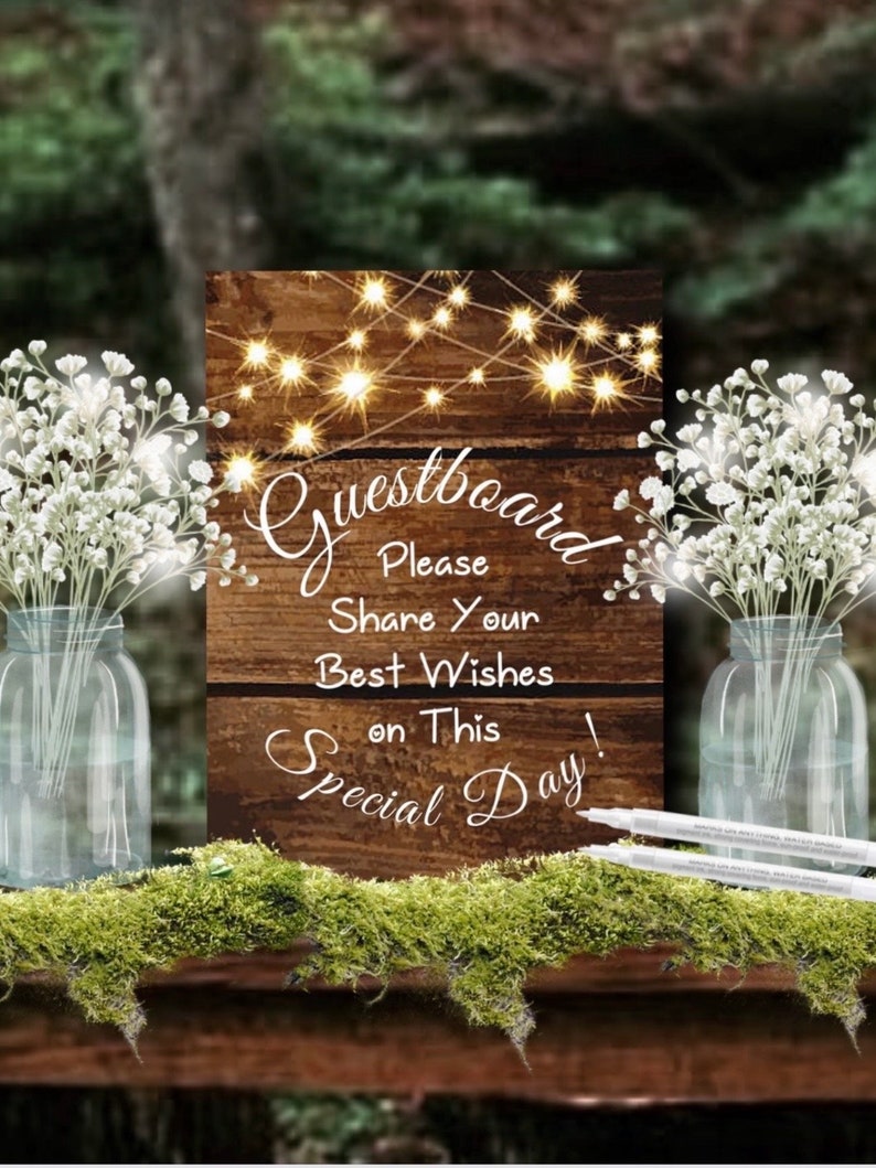 Wedding Guest Book Sign Alternative Wedding Wood Photo Guest Board Guest Book Signing Board Wood Photo Barn Wedding Photo Gift Guestboard image 4