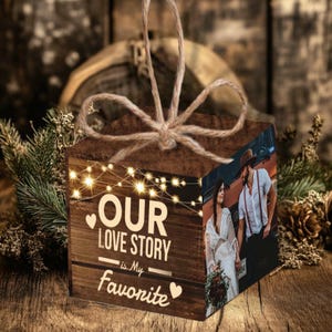 Aangepaste houten fotokubus, gepersonaliseerd aandenken