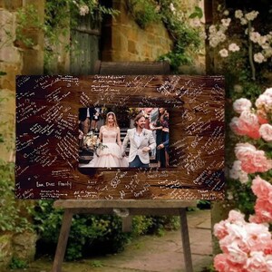 WOOD Guest Board Wedding Decor Wood Photo Guest Book Sign Alternative Guestbook Signing Board Wedding Decor Wood Photo Wedding Photo Gift image 8