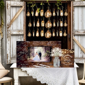 WOOD Guest Board Wedding Decor Wood Photo Guest Book Sign Alternative Guestbook Signing Board Wedding Decor Wood Photo Wedding Photo Gift image 10