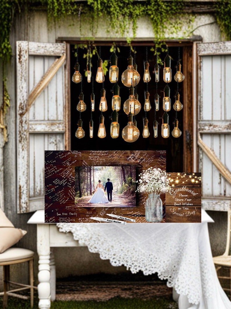 WOOD Guest Board Wedding Decor Wood Photo Guest Book Sign Alternative Guestbook Signing Board Wedding Decor Wood Photo Wedding Photo Gift image 10