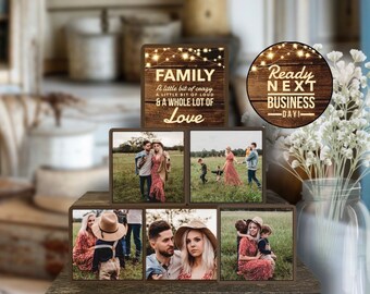 Stacking Photo Blocks Set Personalized  Photo Gift Custom Saying Photo for Anniversary Wedding Wood Gift Wooden Photo Fifth Anniversary