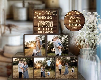 Wood Fifth Anniversary Gift Stacking Photo Blocks Set Photo Gift Wooden Photo Block Photo on Wood Wooden Block Family Photo Gift Wife Gift 5