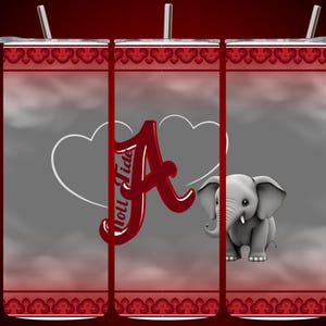 Alabama Elephant Hearts Crimson Tide Digital PNG for Tall Skinny Tumbler 20oz Tumbler Wrap