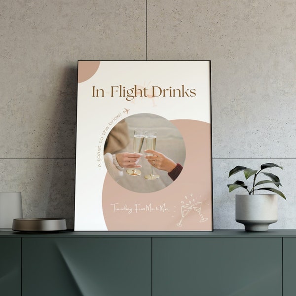 In-Flight Drinks Bridal Print Sign | Traveling From Miss to Mrs | INSTANT DOWNLOAD