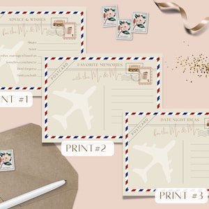Paquete nupcial de 3 tarjetas para el señor y la señora // DESCARGAS INSTANTÁNEAS para consejos y deseos / Recuerdos favoritos / Ideas para citas nocturnas