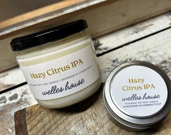 Hazy Citrus IPA 12 oz Jar Natural Soy Wax Candle