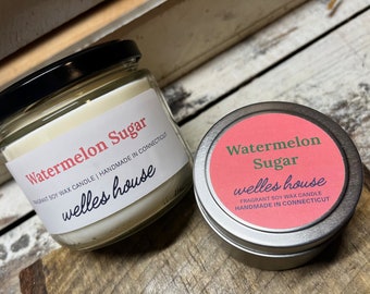 Watermelon Sugar 12 oz Jar Natural Soy Wax Candle