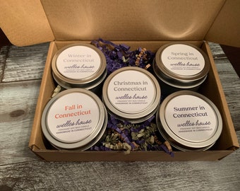 Seasons of Connecticut 4 oz Natural Soy Wax Candle Tin Gift Set
