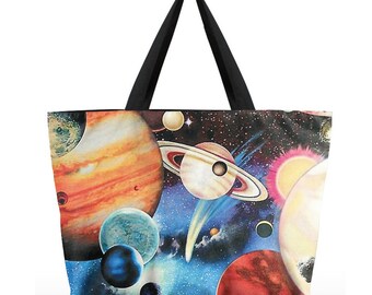 Dazzling Space Tote - Casual Tote Shoulder Bag | Zipper Tote Bag ( Graphic Women's Shoulder Bag - Canvas Tote )