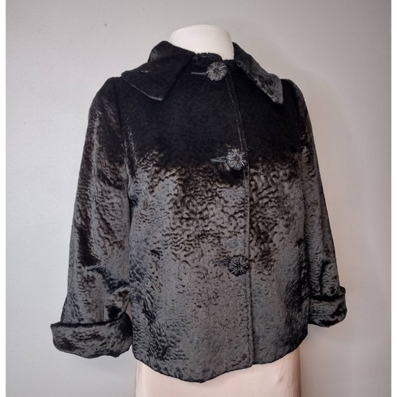 1950's Cropped Black Broadtail Swing Coat / Jacke… - image 4