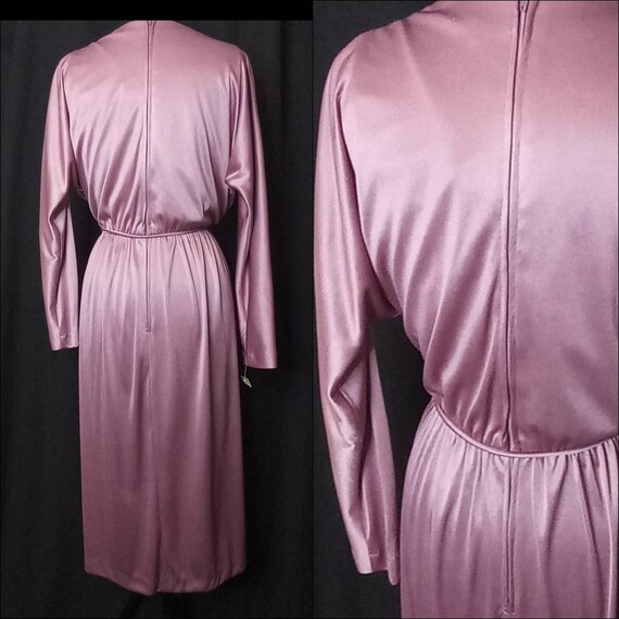 1970's Iced Lilac Midi Dress / Cowl Neck / Dolman… - image 4