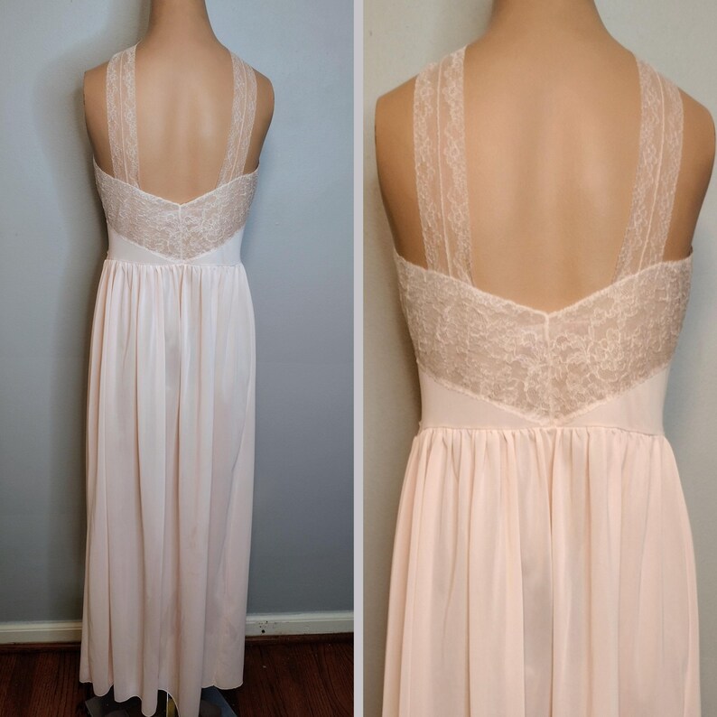 1950's SCHIAPARELLI Slinky Light Pink Nylon Nightgown / Designer ...