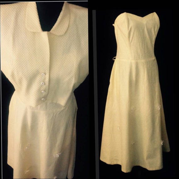 1940's 40s / 1950's 50s / Vintage Pale Yellow Str… - image 3