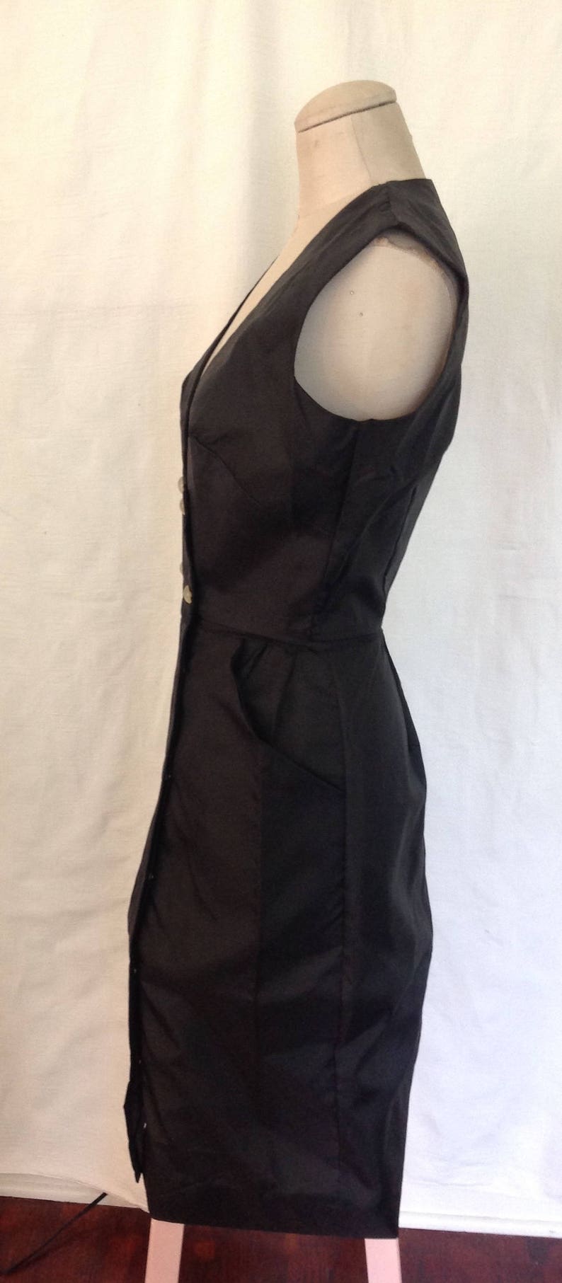 1960's 60s / Mod Black Wiggle Dress / Sexy Low Cut Front | Etsy