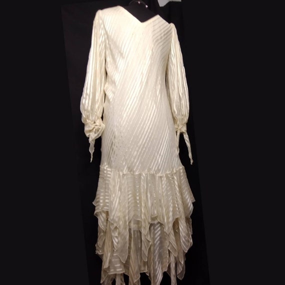 1920s 1930s Style Dress / White Ivory Silk Stripe… - image 6