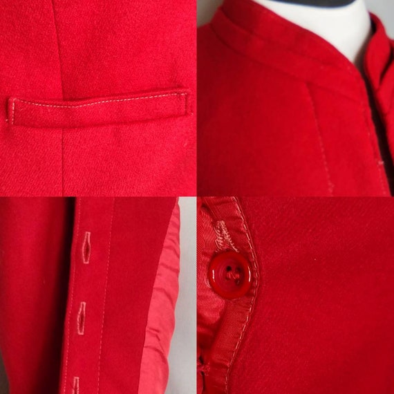 1980's Apple Red Wool Trachten Jacket / Puff Slee… - image 7