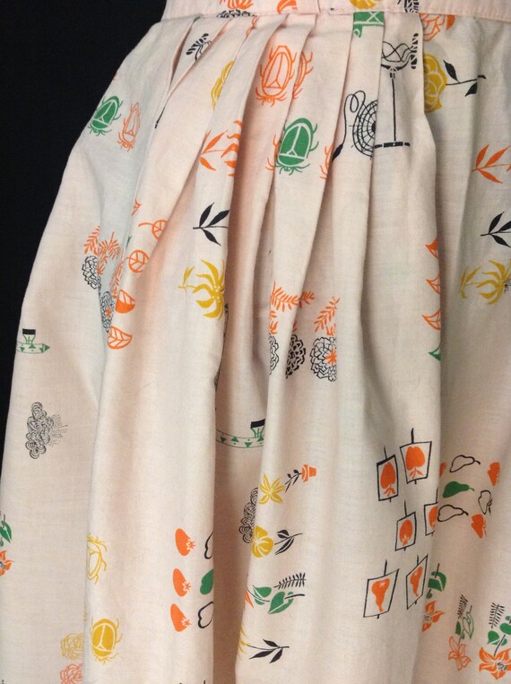 Gardening Gal Novelty Print Skirt / 1950's 50s / S