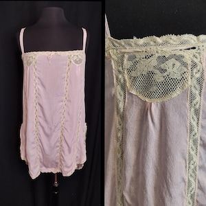 1920's 20s Pink Silk Step In Lingerie / Flapper / Pin Up