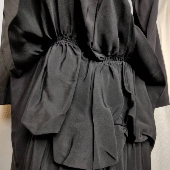 1930's 40s Black Crepe Bustle Dress / Teal Aqua S… - image 5