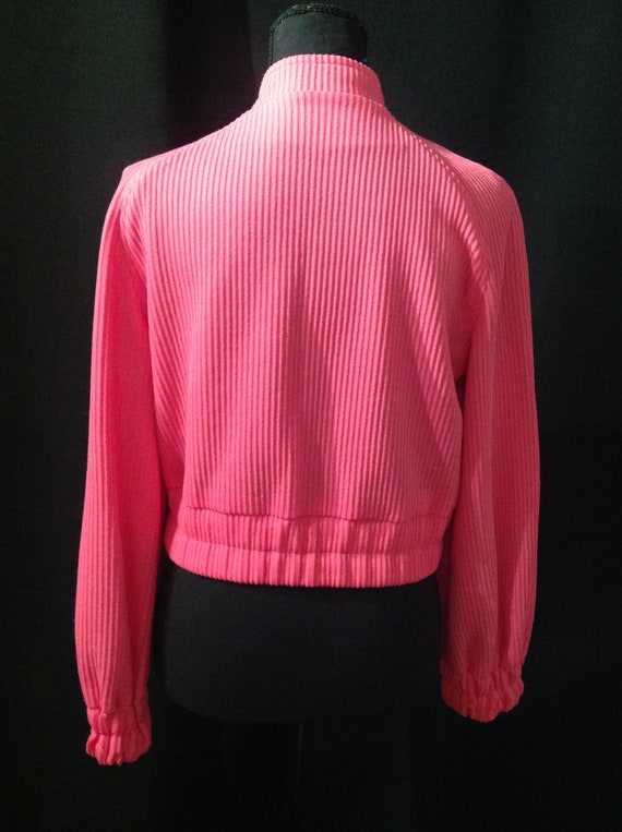 1970's 70s Bubblegum Pink Ribbed Tracksuit / Spor… - image 7