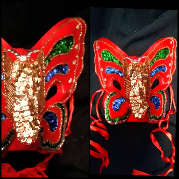 Sculpted 3D Butterfly Masquerade Mask /Vintage Co… - image 9