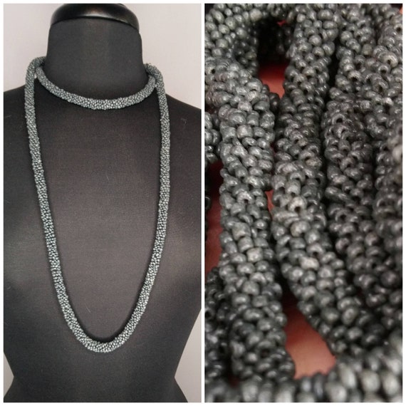 1920's 20s Bohemian Beaded Necklace /Extra Long Bl