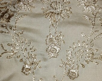 Edwardian Silk Satin Ivory Baby Blanket / Embroidered / 1920's 1910's