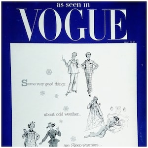Lata 50. Lata 50. VOGUE STRUTWEAR Reklama Znak Piżama Bielizna / Tektura Tektura / Wyświetlacz na blacie / Stary dom towarowy Martwe towary