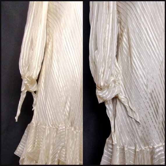 1920s 1930s Style Dress / White Ivory Silk Stripe… - image 5