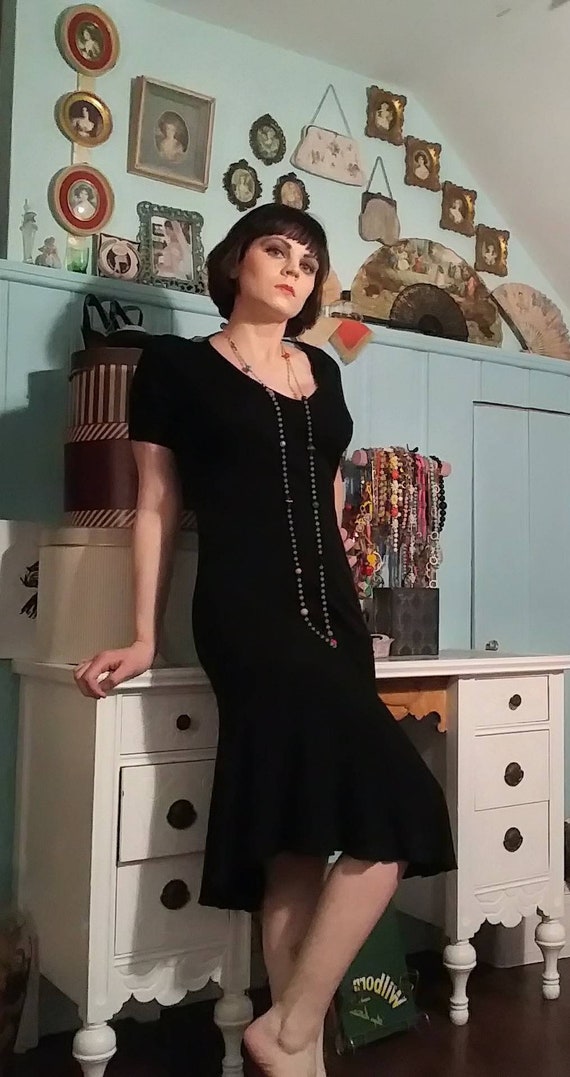 Reduced LENORA Drop Waist Dress / 1930's 30s / Bl… - image 3