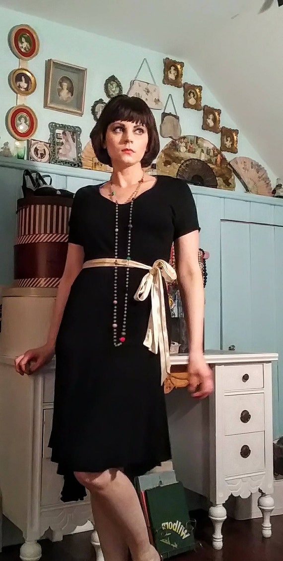 Reduced LENORA Drop Waist Dress / 1930's 30s / Bl… - image 7