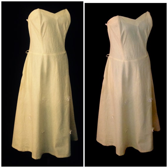 1940's 40s / 1950's 50s / Vintage Pale Yellow Str… - image 9