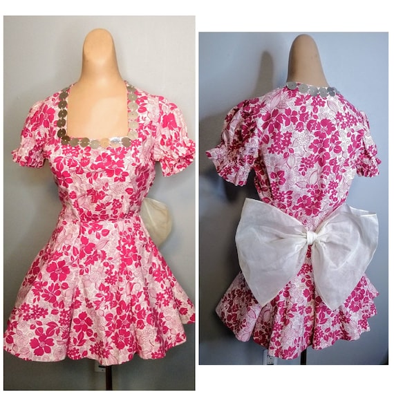 RARE! 1940's 40s Hot Pink Costume Mini Dress / Dan