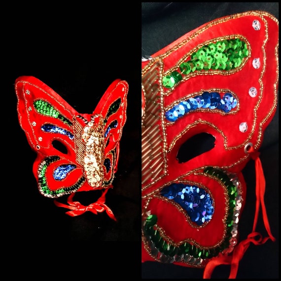 Sculpted 3D Butterfly Masquerade Mask /Vintage Co… - image 1