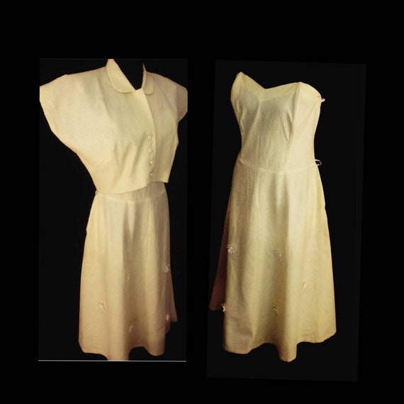 1940's 40s / 1950's 50s / Vintage Pale Yellow Str… - image 1