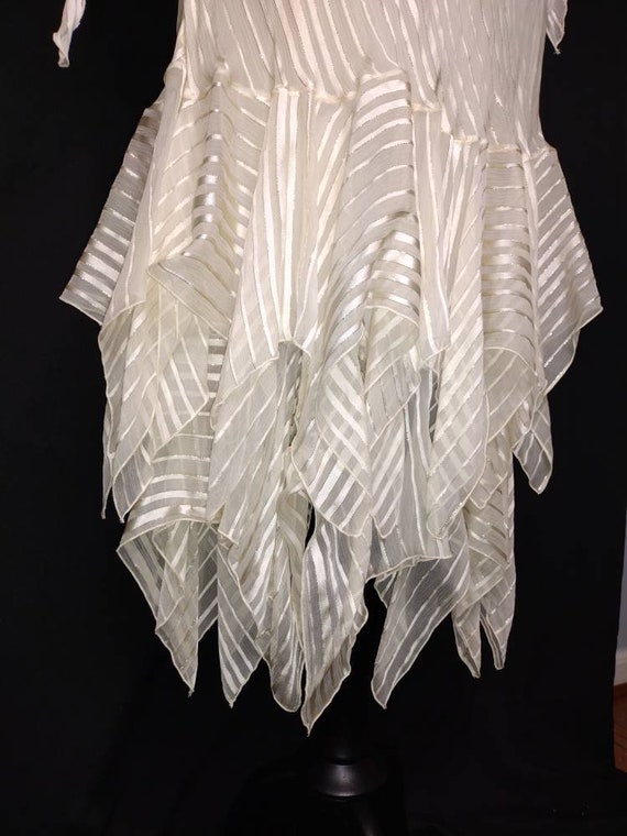 1920s 1930s Style Dress / White Ivory Silk Stripe… - image 10